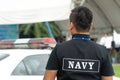 Men in the form of Thai Navy security personnel