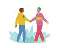 Men friends shaking hands in greeting gesture flat vector illustration isolated.