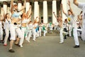 Men and girls dance on real capoeira performance Royalty Free Stock Photo