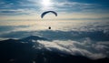 Men gliding high up in the sky, experiencing extreme exhilaration generated by AI