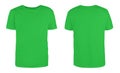 Men green blank T-shirt template,from two sides, natural shape on invisible mannequin, for your design mockup for print, isolated Royalty Free Stock Photo