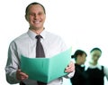 Men with green folder Royalty Free Stock Photo