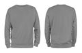 Men grey blank sweatshirt template,from two sides, natural shape on invisible mannequin, for your design mockup for print, isolate Royalty Free Stock Photo