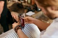 Men Hair Cut In Barber Shop Close Up