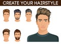 Men hair style symbol beard, mustache beard hipster men. Vector illustration