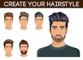 Men hair style symbol hipster beard, mustache men stylish, modern. Vector illustration