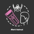 Men haircut chalk concept icon. Barbershop idea. Hair care and treatment. Barber shop, beard care. Hairdresser salon