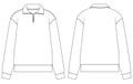Men Half Zip Sweatshirt Pullover Vector Technical Drawing Front and Back View Royalty Free Stock Photo