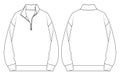 Men Half Zip Sweatshirt Pullover Vector Technical Drawing Front and Back View Royalty Free Stock Photo