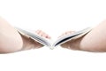 Men hands hold an open book Royalty Free Stock Photo