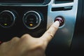 Men hands are pressing the emergency light button Royalty Free Stock Photo