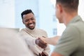 Men, handshake and partnership, success in interview with onboarding, promotion and working together. Collaboration Royalty Free Stock Photo