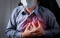 Men have chest pain caused by heart disease, heart attack, heart leakage, coronary heart disease Royalty Free Stock Photo