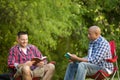 Men having a bible study.