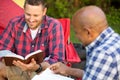 Men having a bible study.