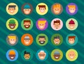 Men head portrait different nationality friendship character team happy people young guy person vector illustration. Royalty Free Stock Photo