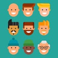 Men head portrait different nationality friendship character team happy people young guy person vector illustration. Royalty Free Stock Photo