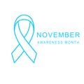 Men health prostate cancer November awareness month poster. Vector symbol of blue ribbon Royalty Free Stock Photo