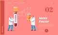 Men Health , Testosterone Therapy Treatment Landing Page Template. Tiny Doctor Characters at Huge Hormone Formula Royalty Free Stock Photo