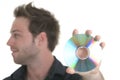 Men holding a cd or a dvd Royalty Free Stock Photo