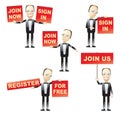 Men holding red signs Royalty Free Stock Photo