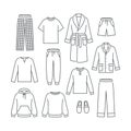 Men home clothes simple flat line vector icons