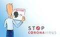 Men and infographic symptoms coranavirus COVID-19