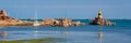 Men-Joliguet beacon Tourelle de Men-Joliguet on BrÃÂ©hat island in CÃÂ´tes d`Armor, Brittany France Royalty Free Stock Photo