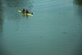 Men on kayak paddling on the Guadiana River at Merida