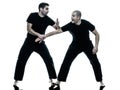 Men krav maga fighters fighting isolated Royalty Free Stock Photo