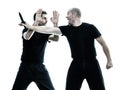 Men krav maga fighters fighting isolated Royalty Free Stock Photo