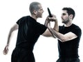 Men krav maga fighters fighting isolated Royalty Free Stock Photo