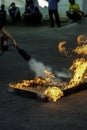 Men learn how to use fire extinguishers to extinguish fires from fuels for safety first Royalty Free Stock Photo