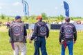 Men in leather jackets with logo on the back club brothers Samara on a traditional race of heroes