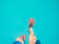 men legs in flippers underwater Royalty Free Stock Photo