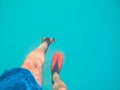 men legs in flippers underwater Royalty Free Stock Photo