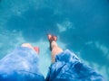 men legs in flippers underwater Royalty Free Stock Photo