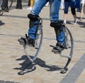 Men legs for jumping stilts Royalty Free Stock Photo