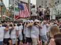 Men Lifting The Giglio During The Feast Of Our Lady Of Mount Carmel, Brooklyn, NY, USA