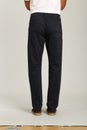 Men Light Brown, black and blue Comfort Fit Casual Trousers, jeans in party pants warp mid wash with white background