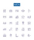 Men line icons signs set. Design collection of men, gender, masculinity, identity, culture, society, history, stereotype