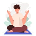 Men in the lotus position, meditation. Flat style, cartoon. Royalty Free Stock Photo