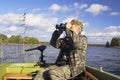 Men in the motorboat Royalty Free Stock Photo