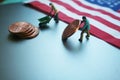 Men Moving Their Wages With American Flag High Quality Royalty Free Stock Photo