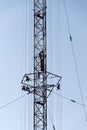 Men painting the highest Czech construction radio transmitter tower Liblice Royalty Free Stock Photo