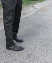 Men pants and shoes. Legs of businessmen