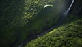 Men paragliding high up in the mountain landscape, enjoying extreme adventure generated by AI