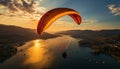 Men paragliding in mid air, enjoying the exhilaration of extreme sports generated by AI