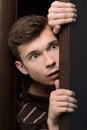 Men peeking. Royalty Free Stock Photo