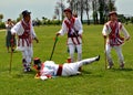 Men performing traditional romanian Calusari dance